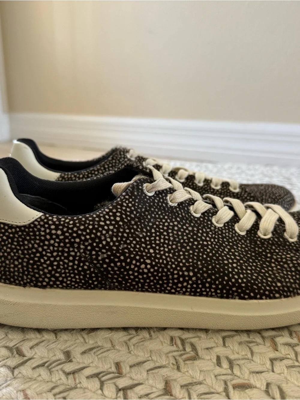 Tory Burch Women’s Howell Court Spotted Calf Hair Leather Sneakers 9.5